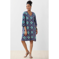 Short Zarine V-Neck Dress - Deep sea/Multi