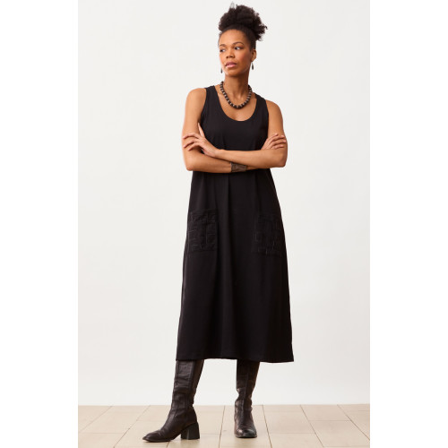 Priya Jersey A-line Midi Tank Dress - Black