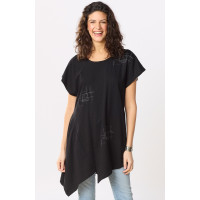 Sonali Cotton Jersey Asymmetrical Top - Black