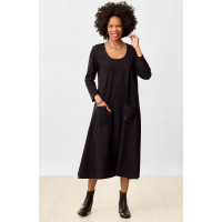 Supriya Jersey A-line Long-Sleeve Midi Dress - Black