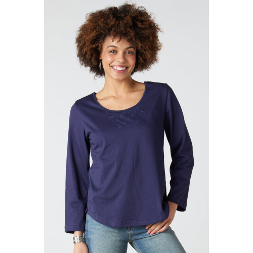 Maira Long-Sleeve Cotton Jersey Tee - Starlight