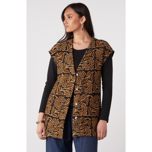 Prabha Block Print Quilted Vest - Cedar