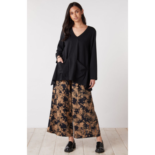 Nishi Cotton Double Gauze Wide-Leg Pant - Black/Shale