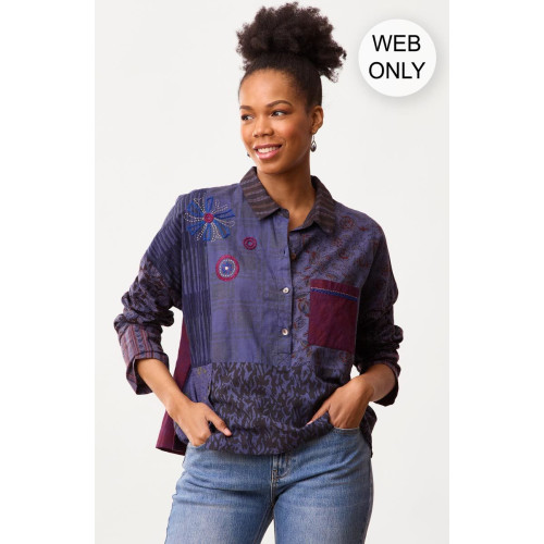 Neela Deadstock Boxy Shirt - Blue