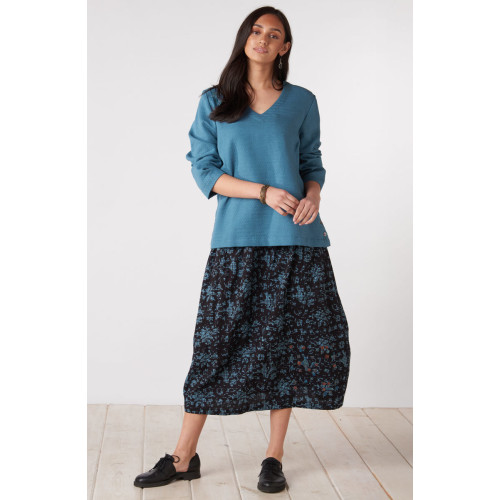 Aruna Pull-On Lantern-Hem Skirt - Mineral blue